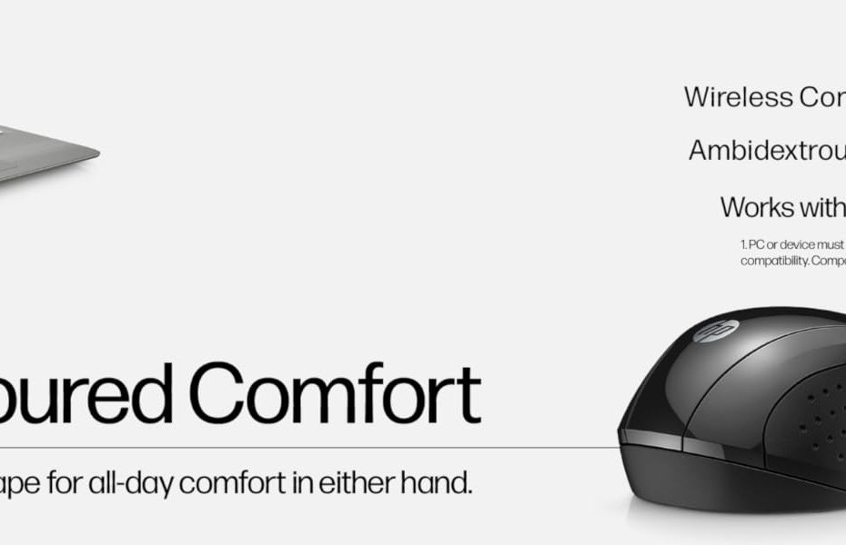 HP X3000 G3 Wireless Mouse - Black, 15-Month Battery, Side Grips for Control, Travel-Friendly, Blue LED, Powerful 1600 DPI Optical Sensor, Compatible with Wins PC/Laptop, Mac, Chromebook (683N7AA)