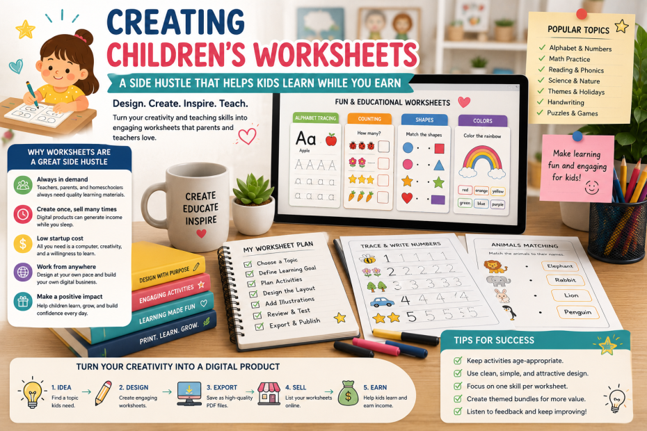 Creating Children's Worksheets: A Side Hustle That Helps Kids Learn While You Earn