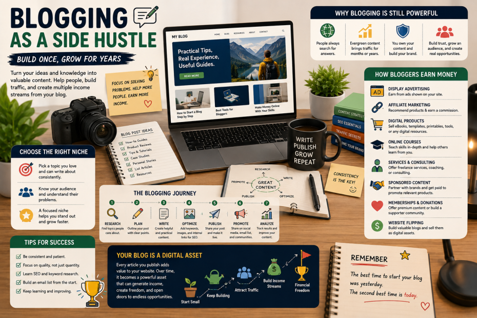 Blogging as a Side Hustle: Build Once, Grow for Years