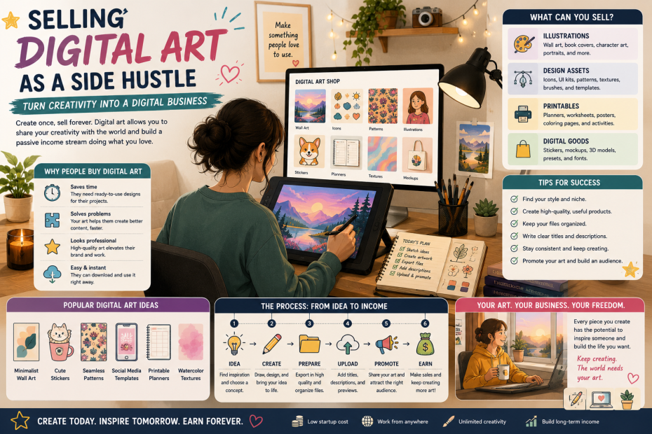 Selling Digital Art as a Side Hustle: Turn Creativity Into a Digital Business