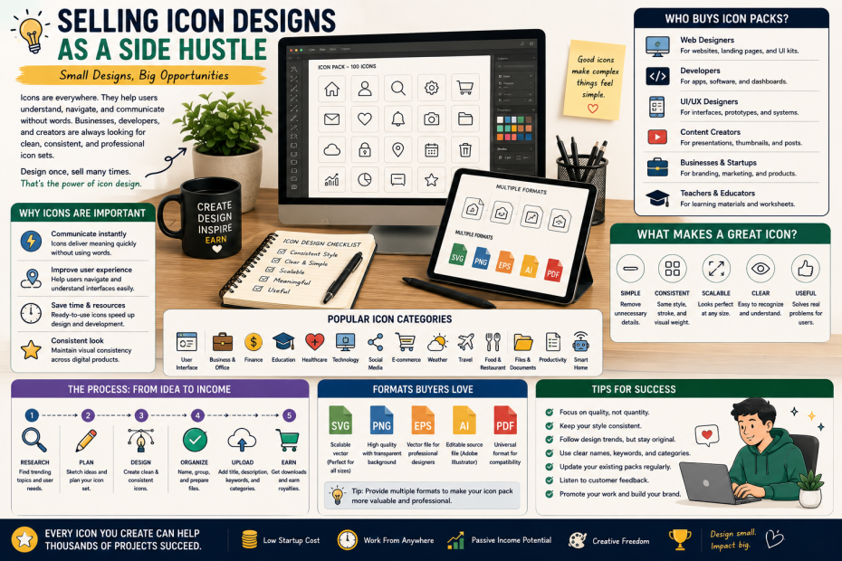 Selling Icon Designs as a Side Hustle: Small Designs, Big Opportunities