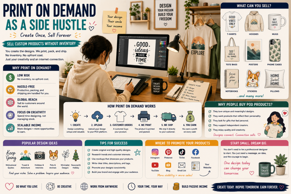 Print on Demand as a Side Hustle: Sell Your Designs Without Managing Inventory